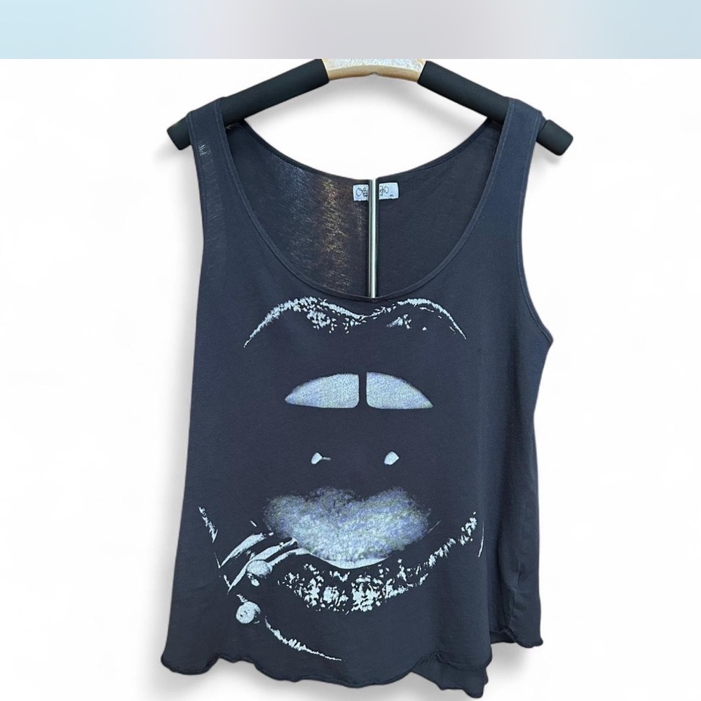 Lauren Moshi Black Graphic Tank Top